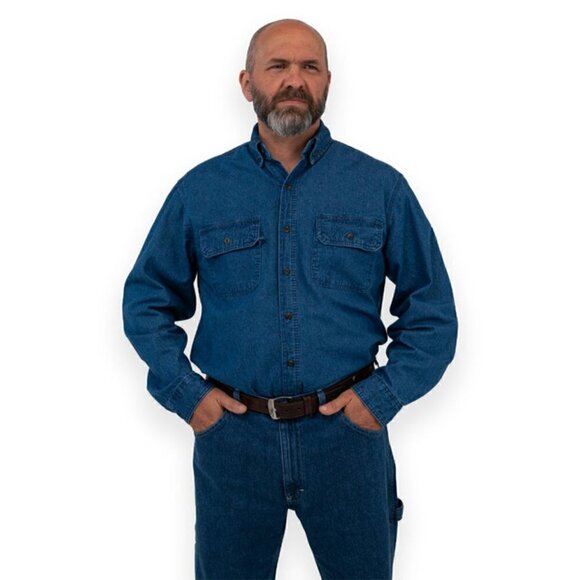 NWT Key Apparel Long Sleeve Men's Denim Work Shirt 2XLT - Picture 3 of 12